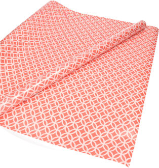 Shoppartners 1x Inpakpapier/cadeaupapier roze met wit motief 200 x 70 cm rol