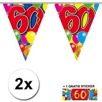 Shoppartners 2 Gekleurde vlaggenlijnen 60 jaar met sticker Multi