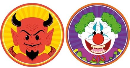 Shoppartners 20x Horror/Halloween versiering/decoratie bierviltjes duiveltje/horror clowntje van karton