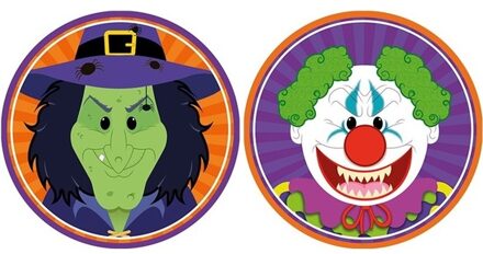 Shoppartners 20x Horror/Halloween versiering/decoratie bierviltjes heksje/horror clowntje van karton