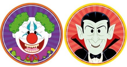 Shoppartners 20x Horror/Halloween versiering/decoratie bierviltjes horror clowntje/vampiertje van karton