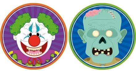 Shoppartners 20x Horror/Halloween versiering/decoratie bierviltjes horror clowntje/zombietje van karton