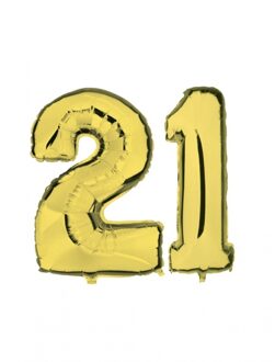 Shoppartners 21 jaar verjaardag - Folie ballon cijfers - goud - 88 cm - versiering
