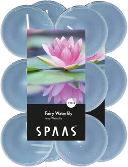 Shoppartners 24x Maxi Theelichten Waterlelie Bloemen Geurkaarsen Fairy Waterlily 10 Branduren - Geurkaarsen Blauw