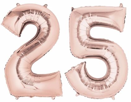 Shoppartners 25 jaar geworden cijfer ballon rose goud