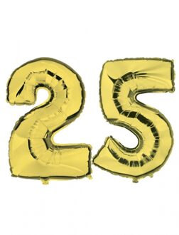Shoppartners 25 jaar verjaardag - Folie ballon cijfers - goud - 88 cm - versiering Goudkleurig