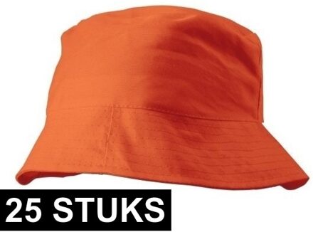Shoppartners 25x vissershoedje - oranje - zonnehoedje - 57-58 cm - koningsdag / oranje supporter pet