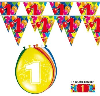 Shoppartners 2x 1 jaar vlaggenlijn + ballonnen Multi