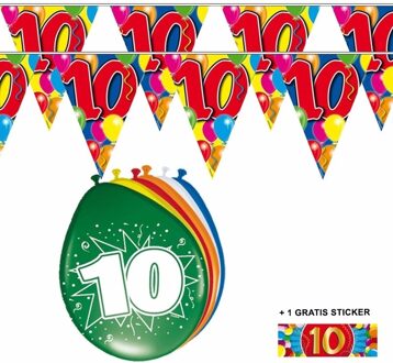 Shoppartners 2x 10 jaar vlaggenlijn + ballonnen Multi