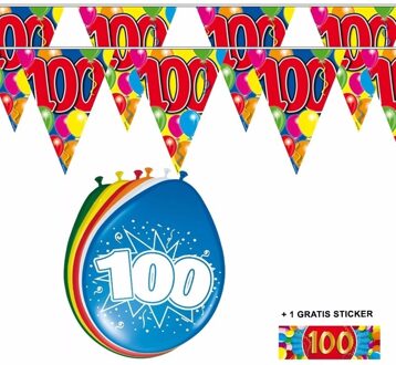 Shoppartners 2x 100 jaar vlaggenlijn + ballonnen Multi