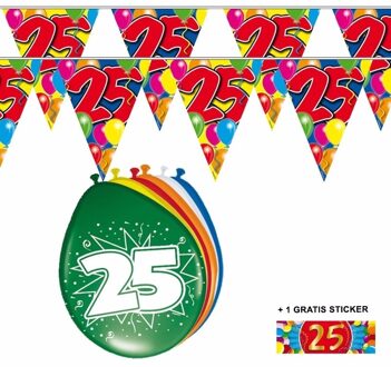 Shoppartners 2x 25 jaar vlaggenlijn + ballonnen Multi