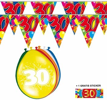 Shoppartners 2x 30 jaar vlaggenlijn + ballonnen Multi