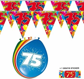 Shoppartners 2x 75 jaar vlaggenlijn + ballonnen Multi