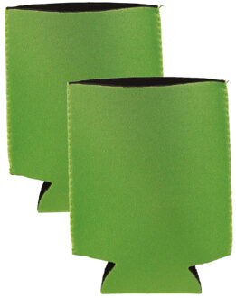 Shoppartners 2x blikjes koeler - koelhoud hoesje - bierblik hoesje - groen - Frisdrank/bier blikjes koel houden