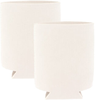 Shoppartners 2x blikjes koeler - koelhoud hoesje - bierblik hoesje - wit - Frisdrank/bier blikjes koel houden