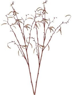 Shoppartners 2x Bruine Betula pendula/berkenkatjes kunsttakken 66 cm - Kunstplanten