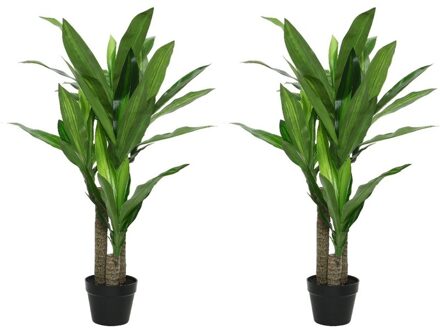 Shoppartners 2x Groene Dracaena/drakenbloedboom kunstplanten 105 cm in pot