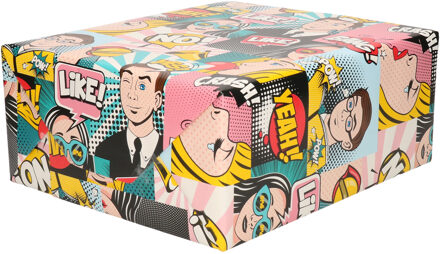 Shoppartners 2x Inpakpapier / cadeaupapier gekleurd met comic book / strip boek thema 200 x 70 - cadeaupapier