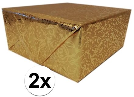 Shoppartners 2x Inpakpapier/cadeaupapier goud klassiek design 2x 150 x 70 cm Multi