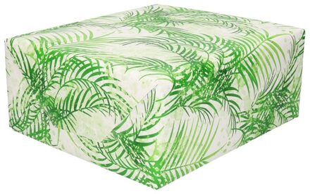 Shoppartners 2x Inpakpapier/cadeaupapier wit/groen palmbomen 200 x 70 cm
