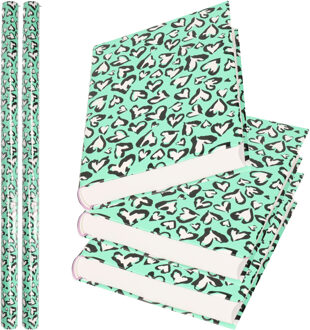 Shoppartners 2x Rollen kadopapier / schoolboeken kaftpapier Noah groen 200 x 70 cm