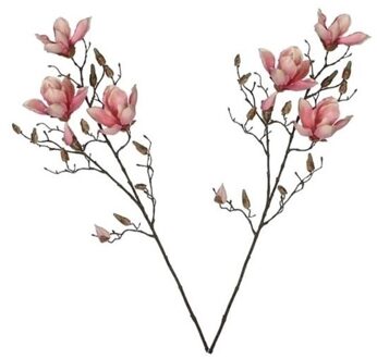 Shoppartners 2x Roze Magnolia/beverboom Kunsttakken Kunstplanten 90 Cm - Kunstplanten