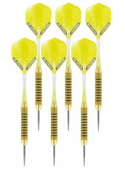 Shoppartners 2x Set van 3 dartpijlen Speedy Yellow Brass 21 grams - Dartpijlen Multikleur