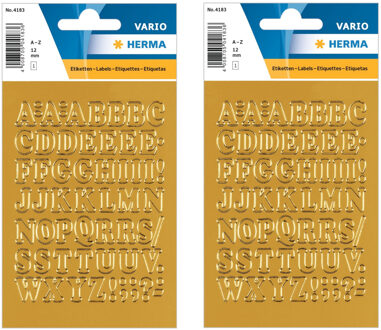 Shoppartners 2x Stickervellen 54x Plak Letters Alfabet A-z Goud/folie 12 Mm - Stickers Goudkleurig