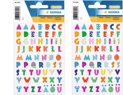 Shoppartners 2x Stickervelletjes Met 62x Stuks Plak Letters A-z Gekleurde Letters - Stickers Multikleur