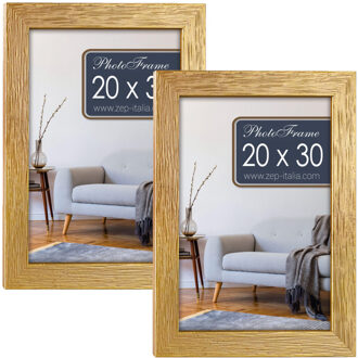 Shoppartners 2x Stuks Houten Fotolijst Goud Geschikt Voor Een Foto Van 20 X 30 Cm - Fotolijsten Goudkleurig