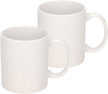 Shoppartners 2x stuks Onbedrukte witte mok - 300 ml - blanco koffiemokken