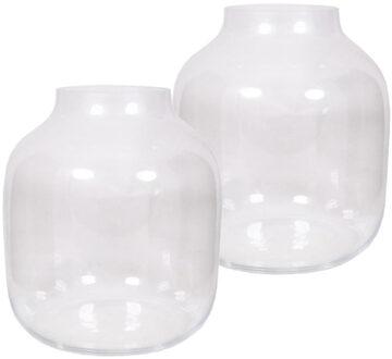 Shoppartners 2x Stuks Ronde Vaas Helder Glas 38 Cm - Vazen Transparant