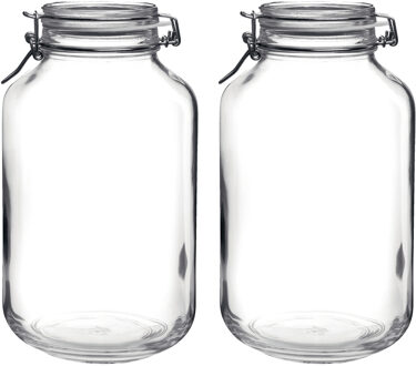 Shoppartners 2x Stuks Weckpotten/inmaakpotten 4000ml/4ltr Met Beugelsluiting 15 X 28 Cm - Weckpotten Transparant