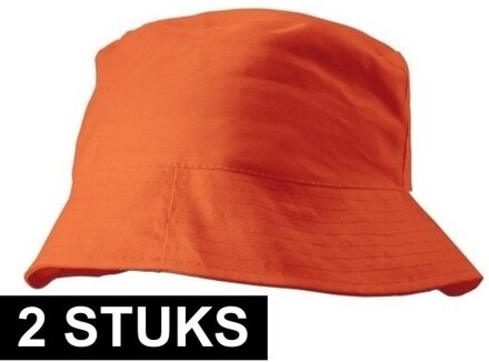 Shoppartners 2x vissershoedje - oranje - zonnehoedje - 57-58 cm - koningsdag / oranje supporter pet