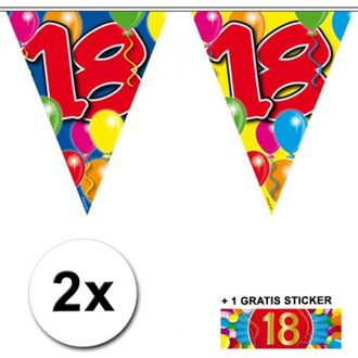 Shoppartners 2x vlaggenlijn 18 jaar met gratis sticker