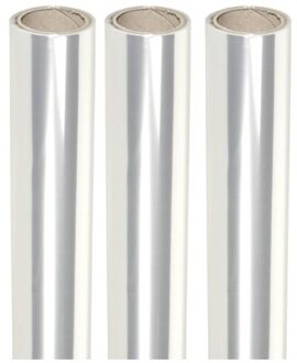 Shoppartners 3 rolletjes transparante folie van 70 x 500 cm - Cadeaupapier