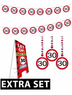 Shoppartners 30 jaar stopbord versiering set extra vol - verjaardag - feestartikelen