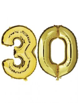 Shoppartners 30 jaar verjaardag - Folie ballon cijfers - goud - 88 cm - versiering Goudkleurig