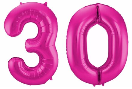 Shoppartners 30 jaar verjaardag - Folie ballon cijfers - roze - 88 cm - versiering