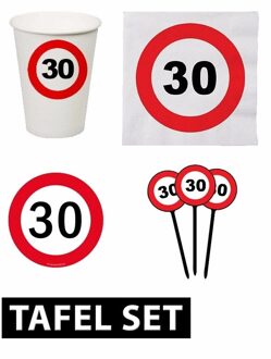 Shoppartners 30 jaar verjaardag tafel versiering set stopbord - Feestpakketten