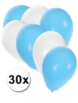 Shoppartners 30x ballonnen lichtblauw en wit
