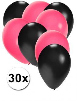 Shoppartners 30x ballonnen Sweet 16 zwart en roze Multi