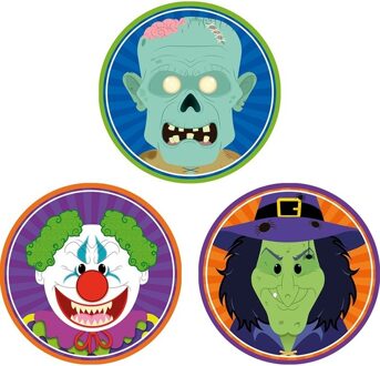 Shoppartners 30x Horror/Halloween versiering/decoratie bierviltjes horror clowntje/heksje/zombietje van karton