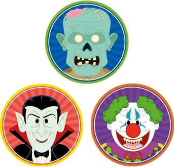 Shoppartners 30x Horror/Halloween versiering/decoratie bierviltjes vampiertje/horror clowntje/zombietje van karton