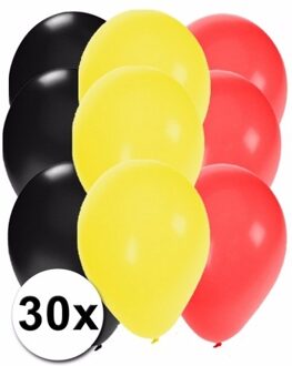 Shoppartners 30x stuks Ballonnen - in Belgische kleuren - versiering - feestartikelen