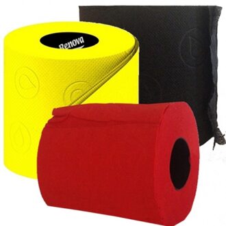 Shoppartners 3x Gekleurd toiletpapier rollen 140 vellen - Zwart/rood/geel thema feestartikelen decoratie - WC-papier/pleepapier