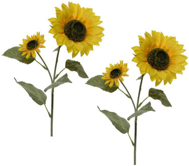 Shoppartners 3x Gele zonnebloemen kunstbloemen 72 cm - Helianthus - Kunstbloemen/kunsttakken - bloemen/planten