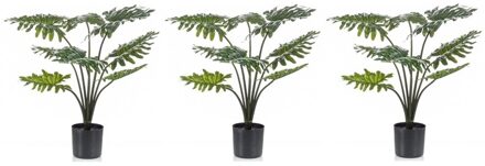 Shoppartners 3x Groene Philodendron kunstplant 60 cm in zwarte pot