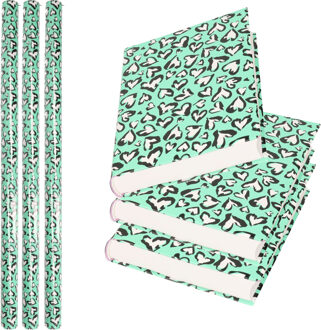 Shoppartners 3x Rollen kadopapier / schoolboeken kaftpapier Noah groen 200 x 70 cm