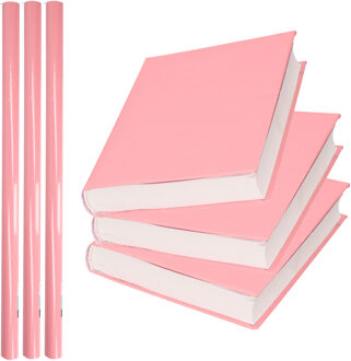 Shoppartners 3x Rollen kadopapier / schoolboeken kaftpapier pastel roze 200 x 70 cm